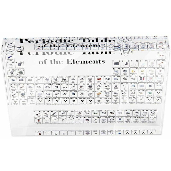 Tryckplåt 170*120*24mm Svartvitt element Kristallfärg Periodisk tryckplåt Periodiska systemet för kemiska grundämnen