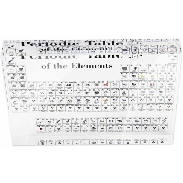 Trykkplate 170*120*24mm Svart og hvitt element Krystallfarge Periodisk trykkplate Periodisk system for kjemiske elementer
