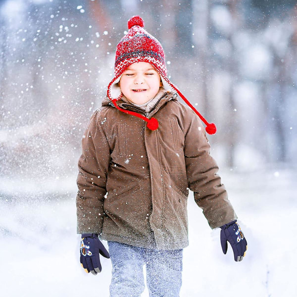 Skihandsker til børn, Vintervarm snehandsker til børn Vandtætte Tykke børnehandsker Vindtætte vanter til småbørn til drenge piger(l)