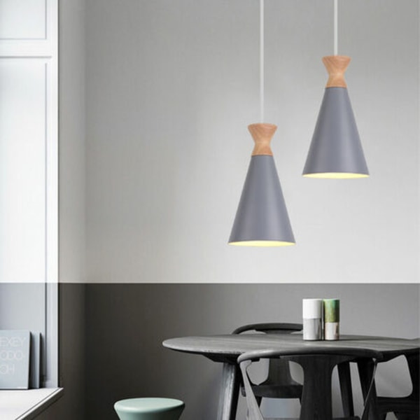 Moderne industriell dekorasjon anheng Lysekrone Creative Makron Pendel Lampe - Grå
