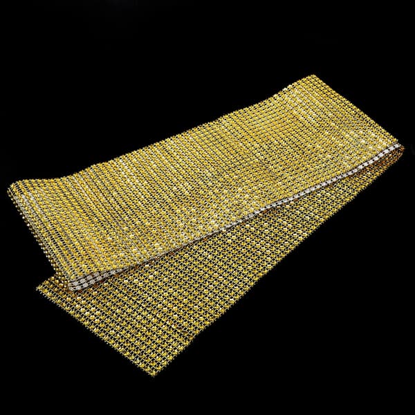 Bröllopsfest Heminredning Rhinestone Crystal Diamond Mesh Wrap DIY Guld