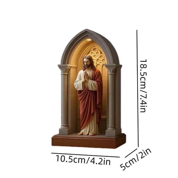 Jesus LED Table Lamp with Holy Statue Religious Night Light for Home Altar Decor, Christian Catholic Devotional Gift for Christmas Easter Baptism