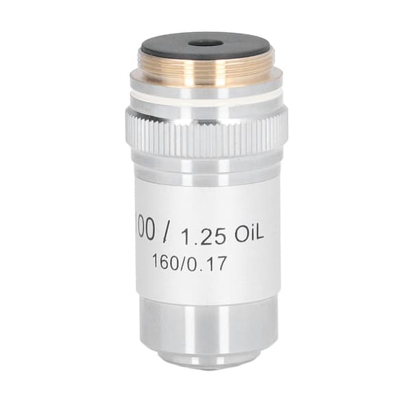 Hög Effekt 100X Akromatisk Objektivlins Mässing Förkromad Gränssnitt 20,2 mm
