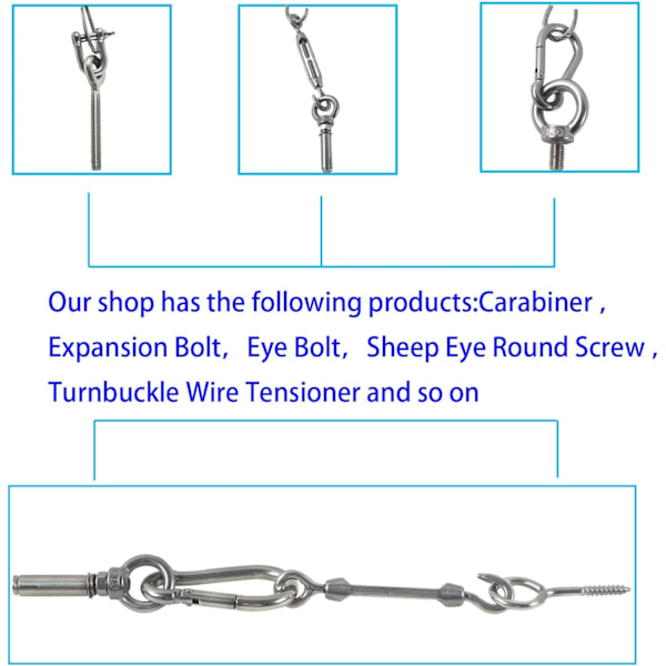 løfteøye 304 rustfritt stål utvendig gjenger løfteøyebolt skruemaskin skuldervektløfting skipsbolt (M4 10stk),