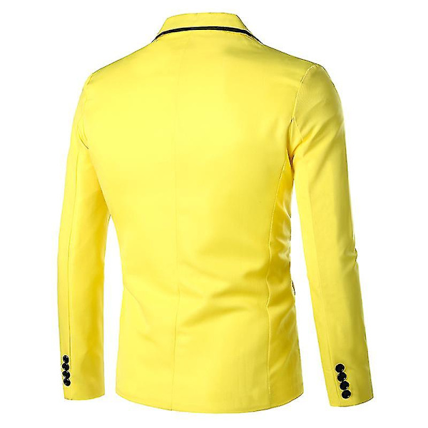 Mænd Blazer Letvægts Casual Solid One Button Slim M Yellow