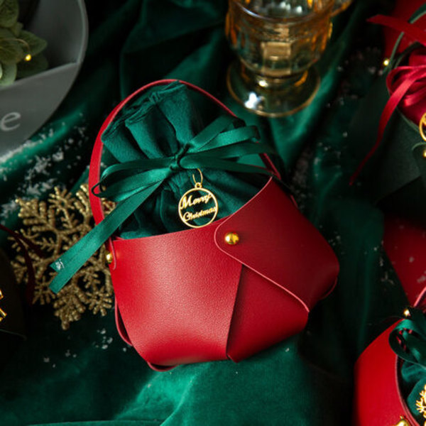 2ST tomtepåse, väska, accessoar, temafest, karneval, jul, julpåsar med julmotiv, Läder, R
