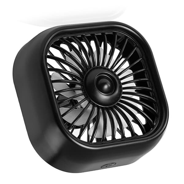 Bil Luftventil Beslag Farverigt Lys 3 Hastigheder Lavt Støj USB Køleventilator til Køretøjer Sort