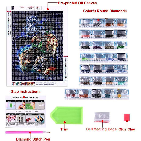 5d diamond painting komplett kit, DIY diamond painting efter siffror Kit för vuxna Full borr Strasskristallbroderibilder Korsstygn för hem