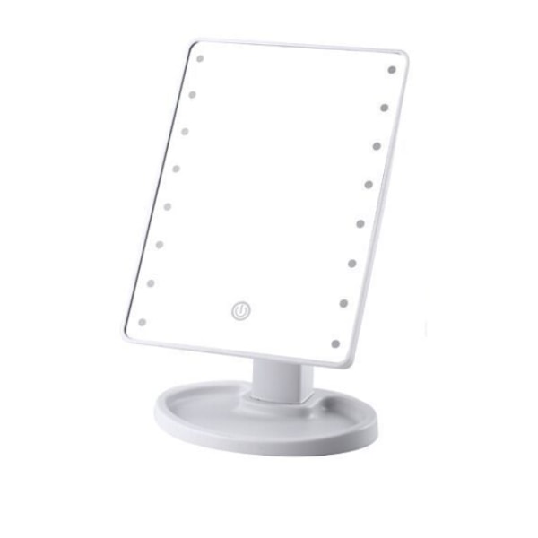 LED sminkspegel, glödlampsspegel med 16 glödlampor, skrivbordssminkspegel (vit, laddningsbar modell med 16 ljus),