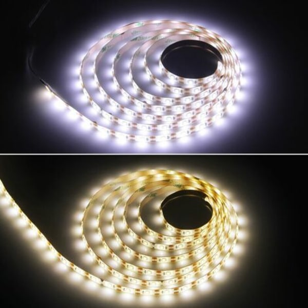 Vita LED Strip-ljus, 5 m uppgraderad dimbara LED Strip-ljus, 6500K, ljus vit, starkt självhäftande, 300 LED Flexible St