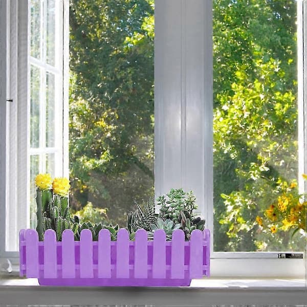 Blomsterlåda Staket Blomkruka för hemmabruk Lila 2st Plast