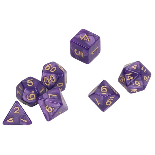 5 sæt multifacetterede terninger guldnummer perle polyhedron terninger til interaktive spil skoleartikler lilla