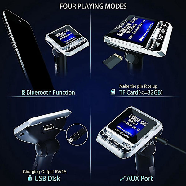 Fm12b 1,44 tuuman LCD-näyttö Bluetooth-auton MP3-soitin Handsfree langaton FM-lähetinradiosovitin