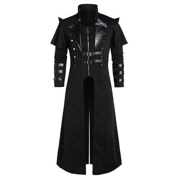 Steampunk smokingjakke for menn Gothic Coat Halloween-kostyme M Black