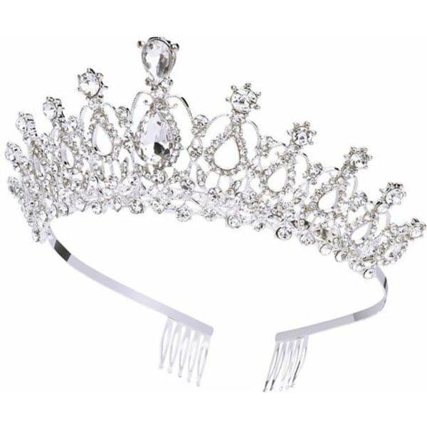 Krystal tiarakrone med rhinstenskam til brudebryllupsprinsessefest fødselsdagskrone