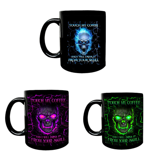 Rolig kaffemugg för beröring Mitt kaffe Jag kommer att dricka det Dödskalle 11 oz keramisk tekopp för män Kvinnor Halloween-julfödelsedagspresent null - 1