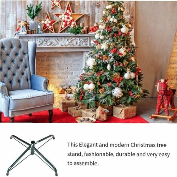 Juletrestativ, 45cm-45cm sammenleggbart metallstativ, kunstig juletrefot for juledekorasjon