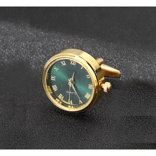 Vihreä Miesten Vaalea Luksus Kellon Ranneke Nails Klassinen ranskalainen muoti kääntyvä kello Kultainen kalvosinnapit