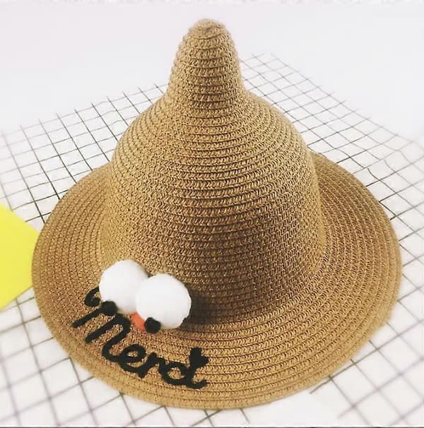 Lille spir strå sommerhat søde store øjne til solbeskyttelse børns stråhat All-match Panama hat til sommer daglig W Khaki Khaki