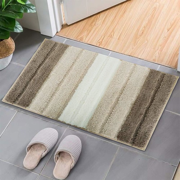 Mikrofiber-bademåtte, blød, skridsikker dørmåtte, stilfulde stribede Shaggy-bademåtter til badeværelse 43x60 cm - (Gradient Brown),