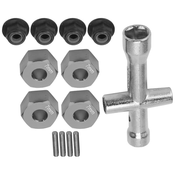 12mm Hex Adapter 7mm Tjock M4 Fläns Låsmutter Korsnyckel Set för 1 10 RC Bil Titanium