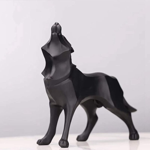 (Wolf Totem-Black) Nordic Creative Resin Crafts Wolf Home Office Creative Gifts, for dekorasjon av hjemmekontor