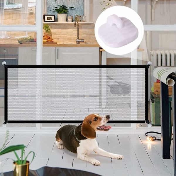 110*75 cm sort opp foldbar kæledyrsisolering net hund sikkerhedsdør sammenklappelig teleskopskærm,