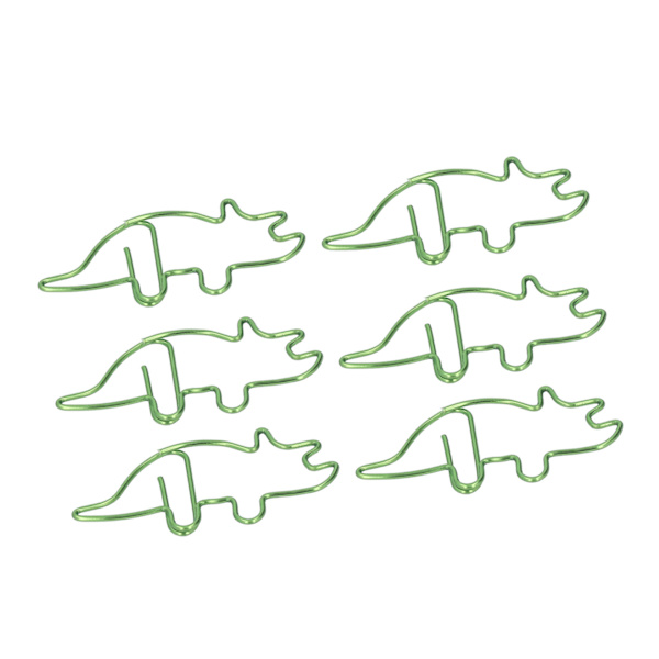 100 stk. Cyan Triceratops-formede papirclips - Metalclips til kontorbrug, perfekt til filorganisering