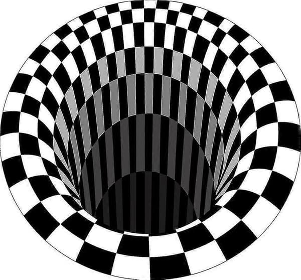 [HT]Rundt tæppe 3d optisk illusionstæppe skridsikker dørmåtte diameter 120cm