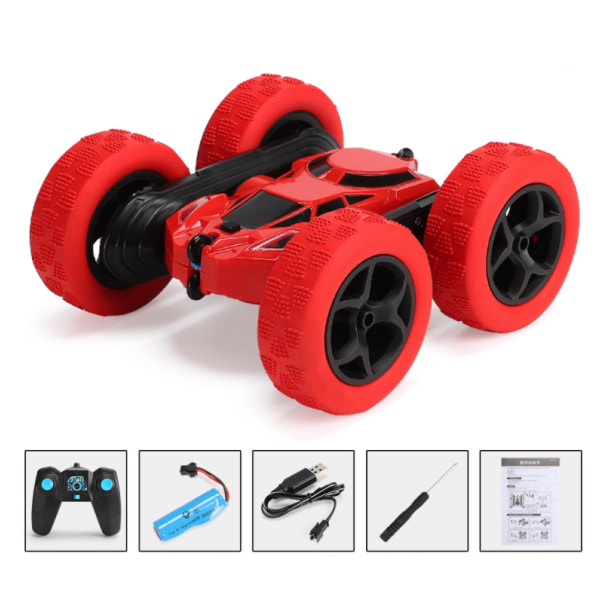 Stunt dobbeltsidet 360 graders roterende og rullende højhastighedsfjernbetjening legetøjsbil (rød)