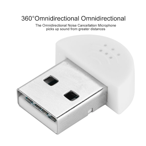 Bærbar USB Mini Studio Mikrofonadapter til PC - Hvid Lydoptagelsesmikrofon White
