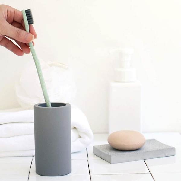Grå 2-pack baderom kiselgur tannbørsteholder kopp Absorberende tannbørste Hurtigtørkende elektrisk tannbørste