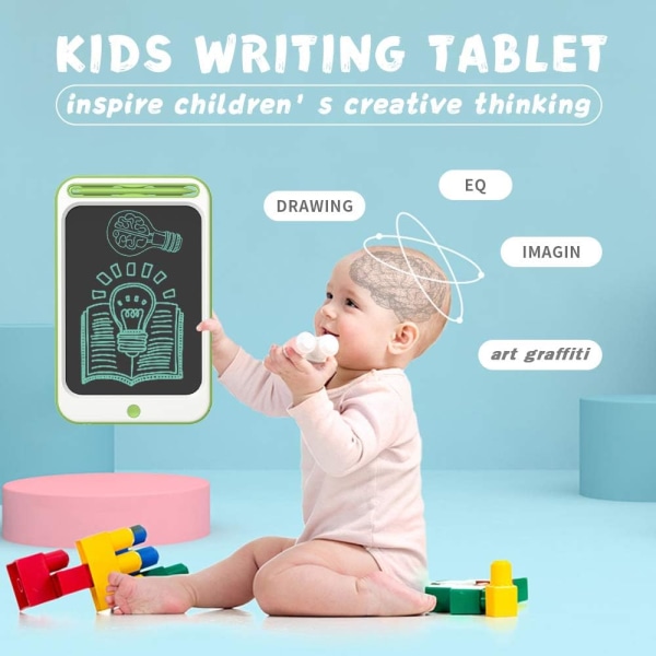 LCD-skrivebrett, 10-tommers tavle, pedagogiske leker, elektronisk tegnebrett, håndskrift og doodlingblokk for barn og voksne (grønn-A),