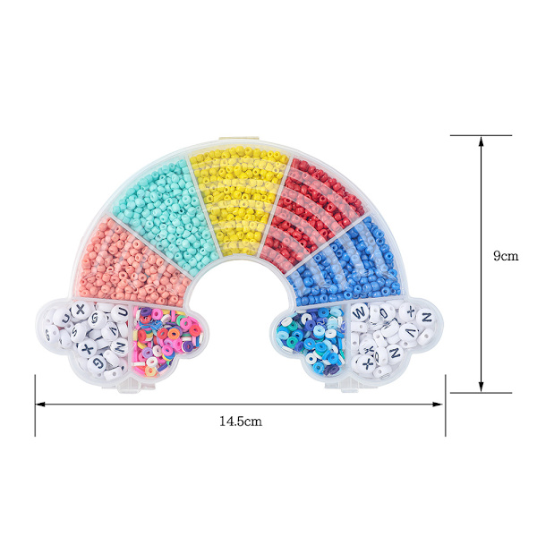 Rainbow Boxed Rispärlor Bokstavspärlor Mjuk keramiksax 1 elastisk tråd 2 rullar Kids Craft Set