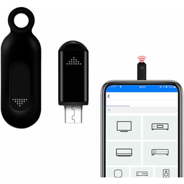 Infraröd fjärrkontroll för mobiltelefon Plug and play fjärrkontroll avstånd 10m, Micro USB gränssnitt Svart - Micro US