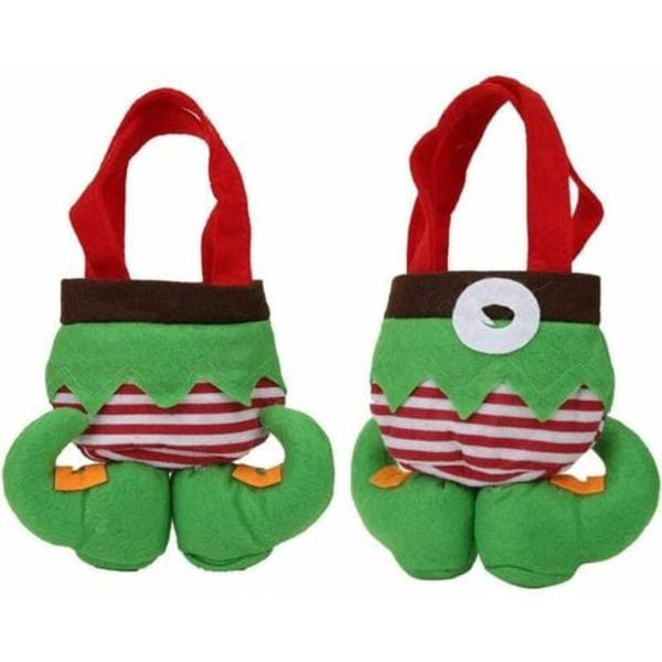 Christmas Elf Boots Godteripose, Julegodteripose med håndtak, Elf Pants Christmas Tote Bag, Sett med 2 gaveposer til barn