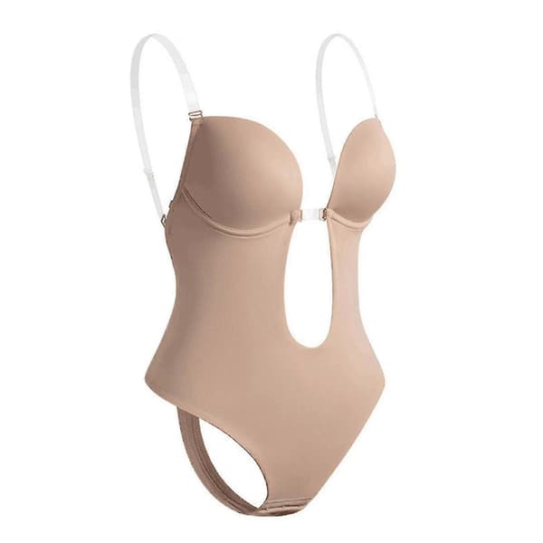 Ryggløs Body Shaper BH for kvinner, dyp V-hals, sømløs string-body, usynlig shapewear for bryllup Complexion S