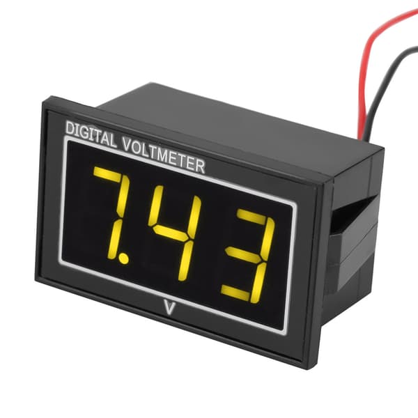 Digitaalinen LED Vedenpitävä DC Jännitemittari Paneeli 2.5-30V Keltainen