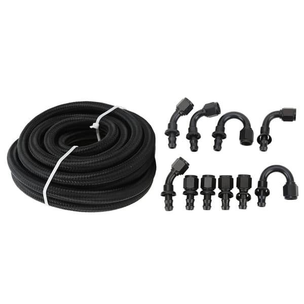 Nylon rustfrit stål universal sort brændstofslangesæt 10 stik bilkompatibel