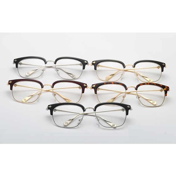 Platt spegel mode glasögon båge män och kvinnor tide retro metall halvbågar närsynthet glasögon (silver och svart ram hel grå bit (solglasögon))