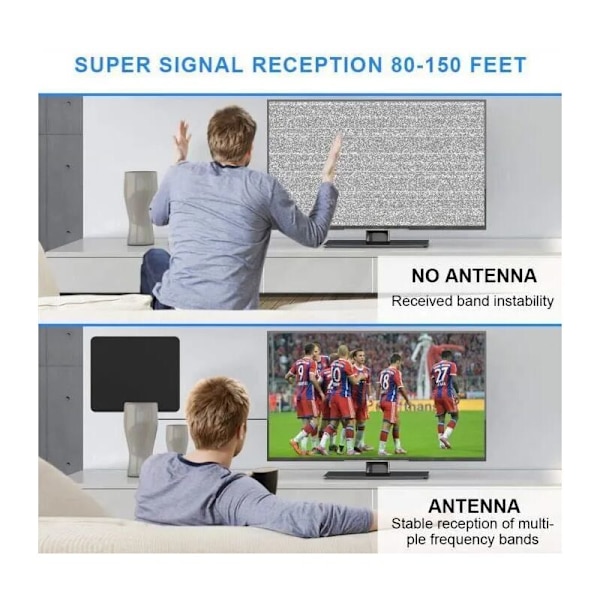 Opp bagantenne + signalforsterker + IEC konverteringshode + manuell mottaksantenne innendørs digital TV-antenne,