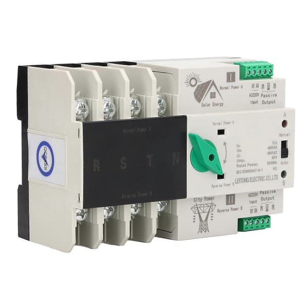 Dobbeltstrøms automatisk overførselsafbryder 4P Millisekundskredsløb Hurtig controller PV til lysnet AC220V 63A