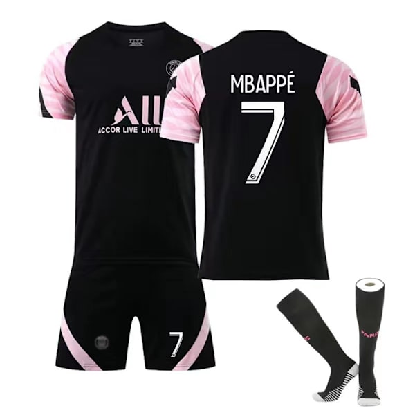 Fotbollssats Fotbollströja Träningströja nr 7 Mbappe Pink kids 24(130-140cm)