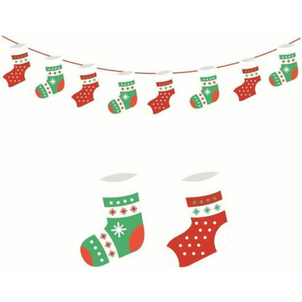 4st Papper Julbanderoller Hängande Flaggor Bunting Dörr Vägg Fönsterhängande Dekoration Ornament Hemkontor Hotellfest