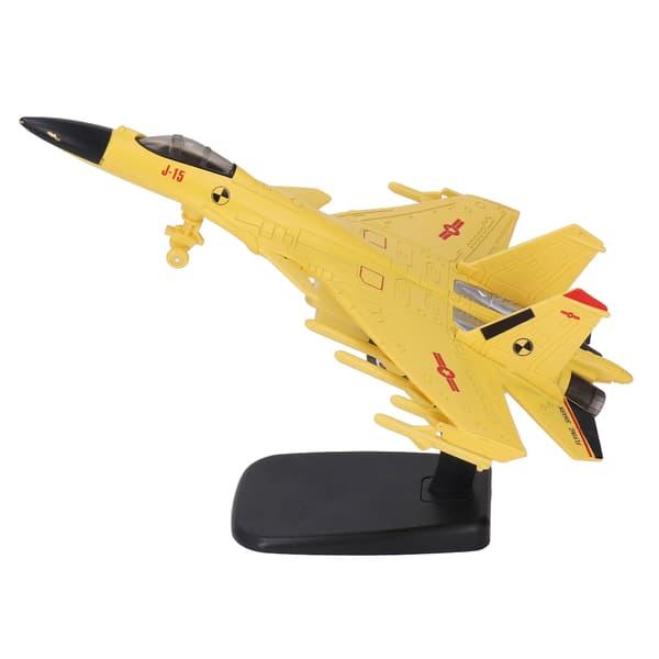 Jagerflymodell Trekk tilbake med utstillingsstativ Lyd Lys Legeringsflymodell for gutter Barn Gul