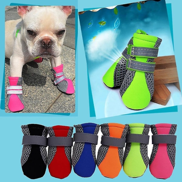 4 st Pet Dog Shoes Halkfri sula e Mesh Straps Boots XL Blue