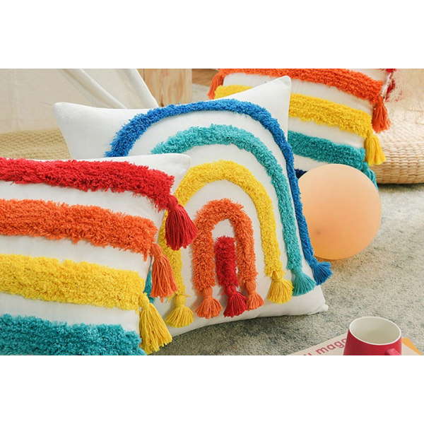 Rainbow knus pudebetræk, tredimensionelt broderet pudebetræk, hjemmepudebetræk (type B),