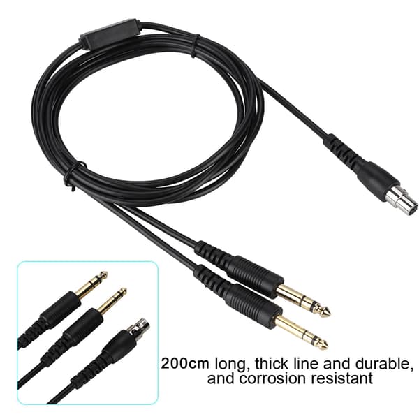 200 cm Aviation Headset Plugg Erstatningskabel Adapter for Pilot DIY med Kabelbryter