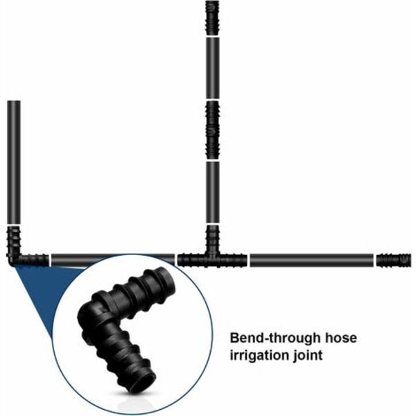 Slangeforbindelser til 16 mm albuevandingssystem, sort, 9 stk.