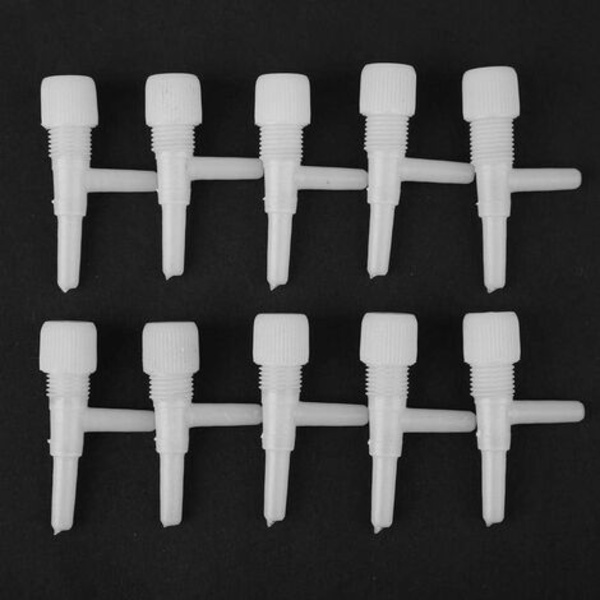 Regulatorventil, 10 stk. Akvarium akvarium plast 3-vejs luftpumpe regulatorventiler hvid，
